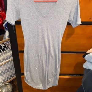 cute light grey sundress! small bleach stain but still cute!